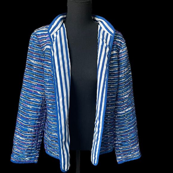 CHICOS Blazer Women's Open front Long Sleeve Standup Collar SZ/ PLUS 1 - Picture 1 of 9